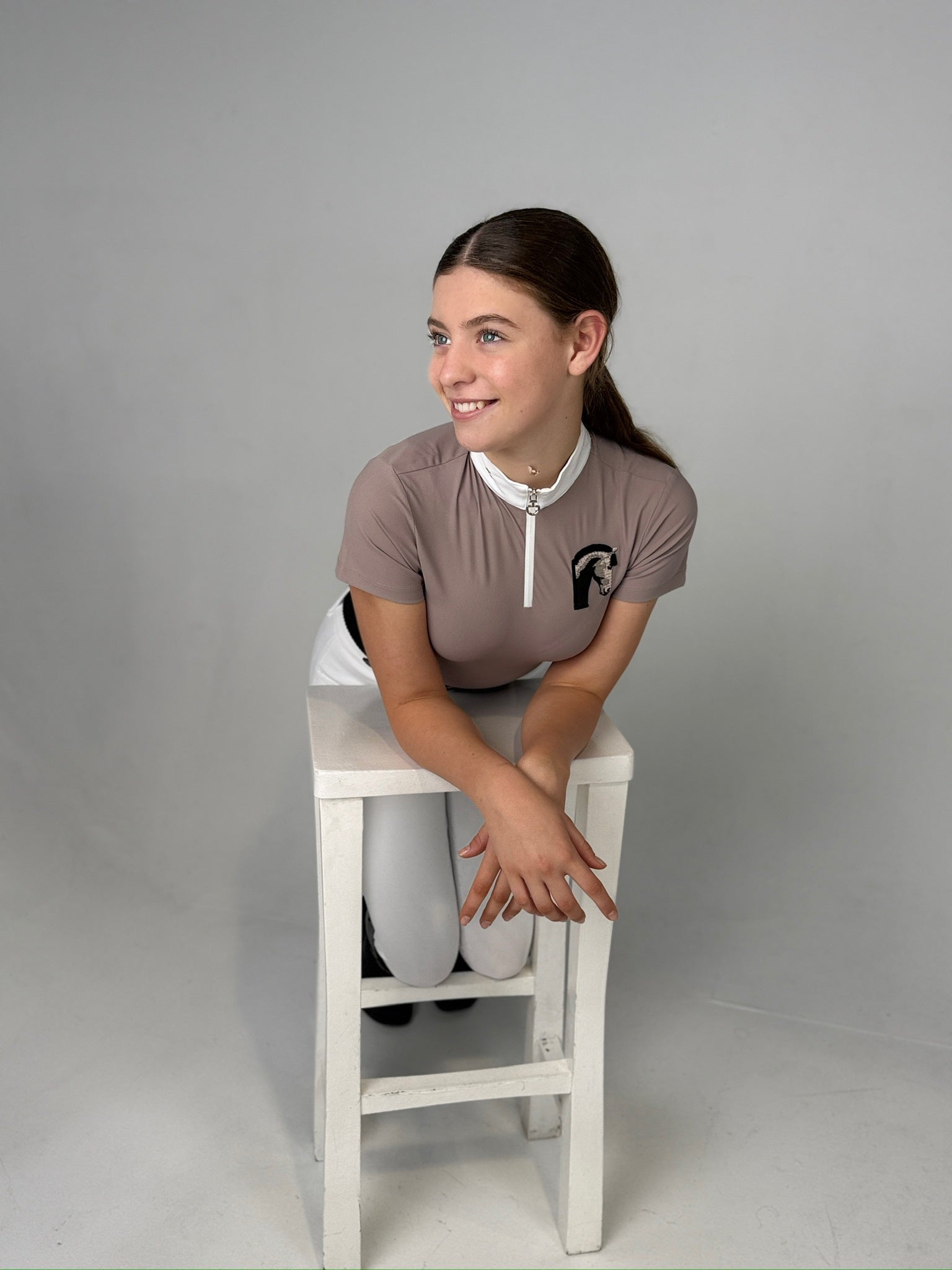 Cavalleria Toscana Girls short sleeve show shirt with horse patch