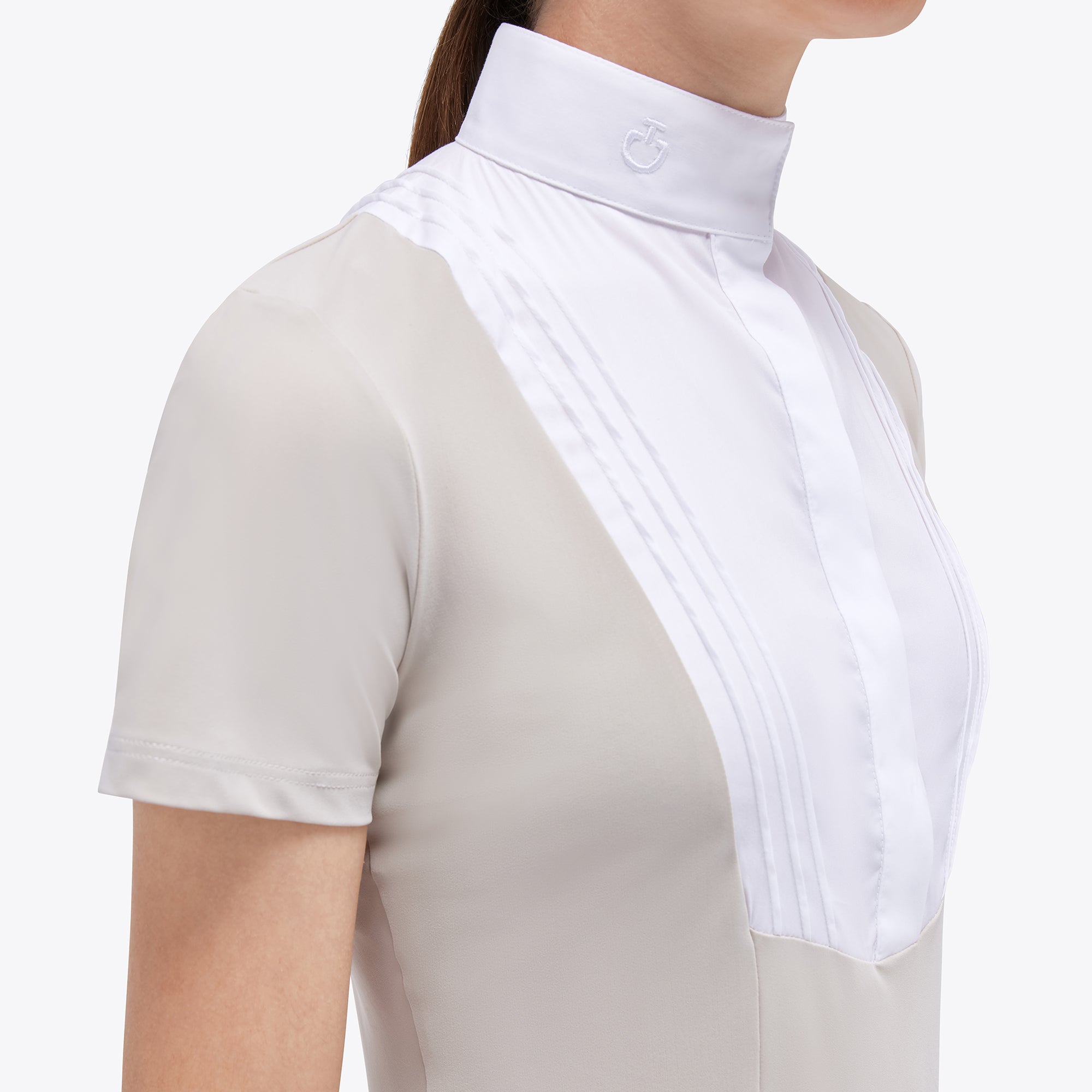 Cavalleria Toscana Short Sleeve Girls Competition Shirt with pleated bib