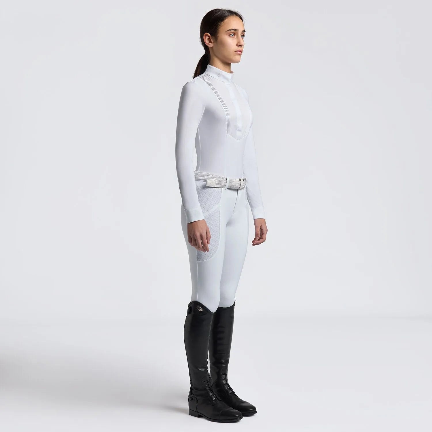 Cavalleria Toscana Girl's long sleeve competition shirt with bib