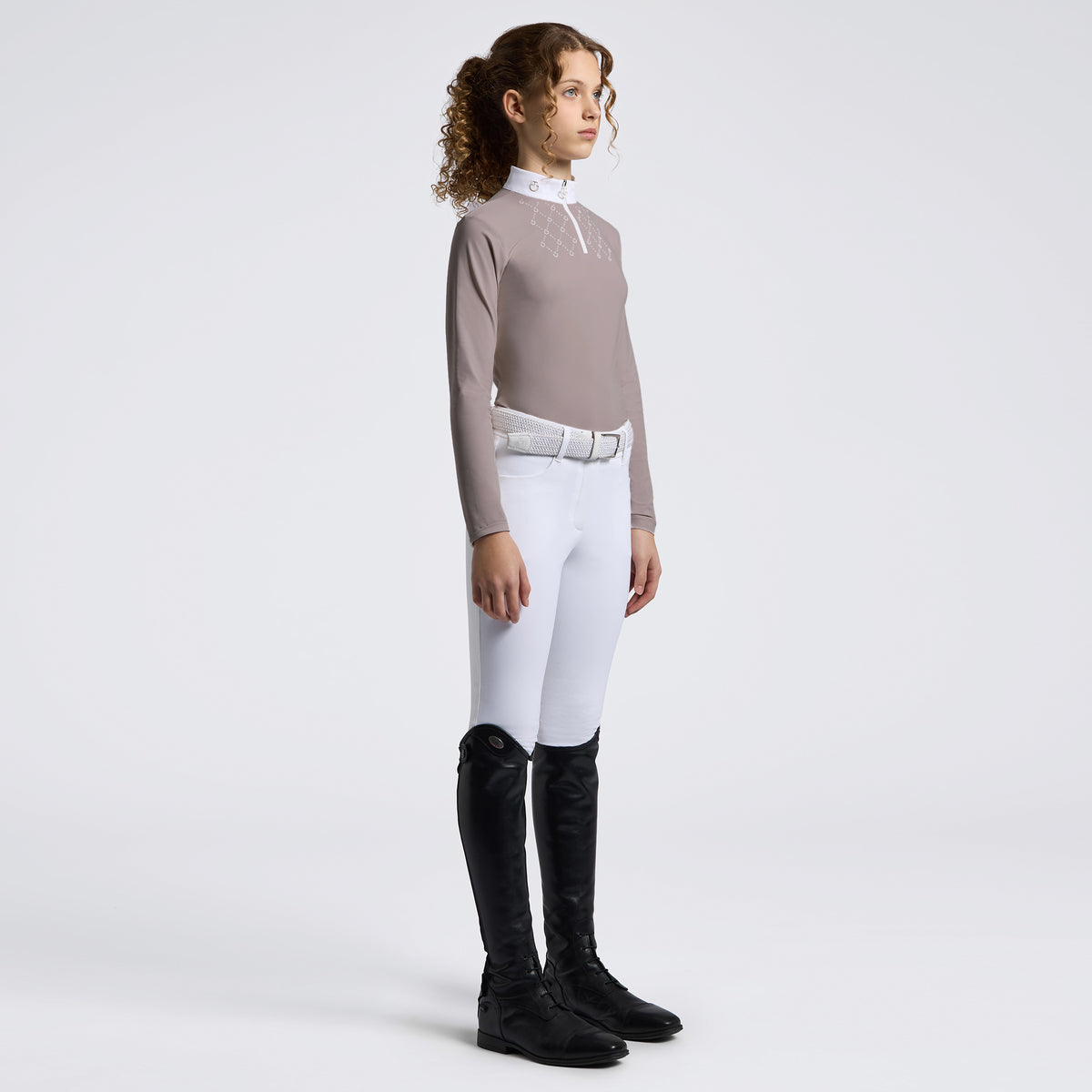 Cavalleria Toscana Girls long sleeve jersey competition sleeve with printed logo bib