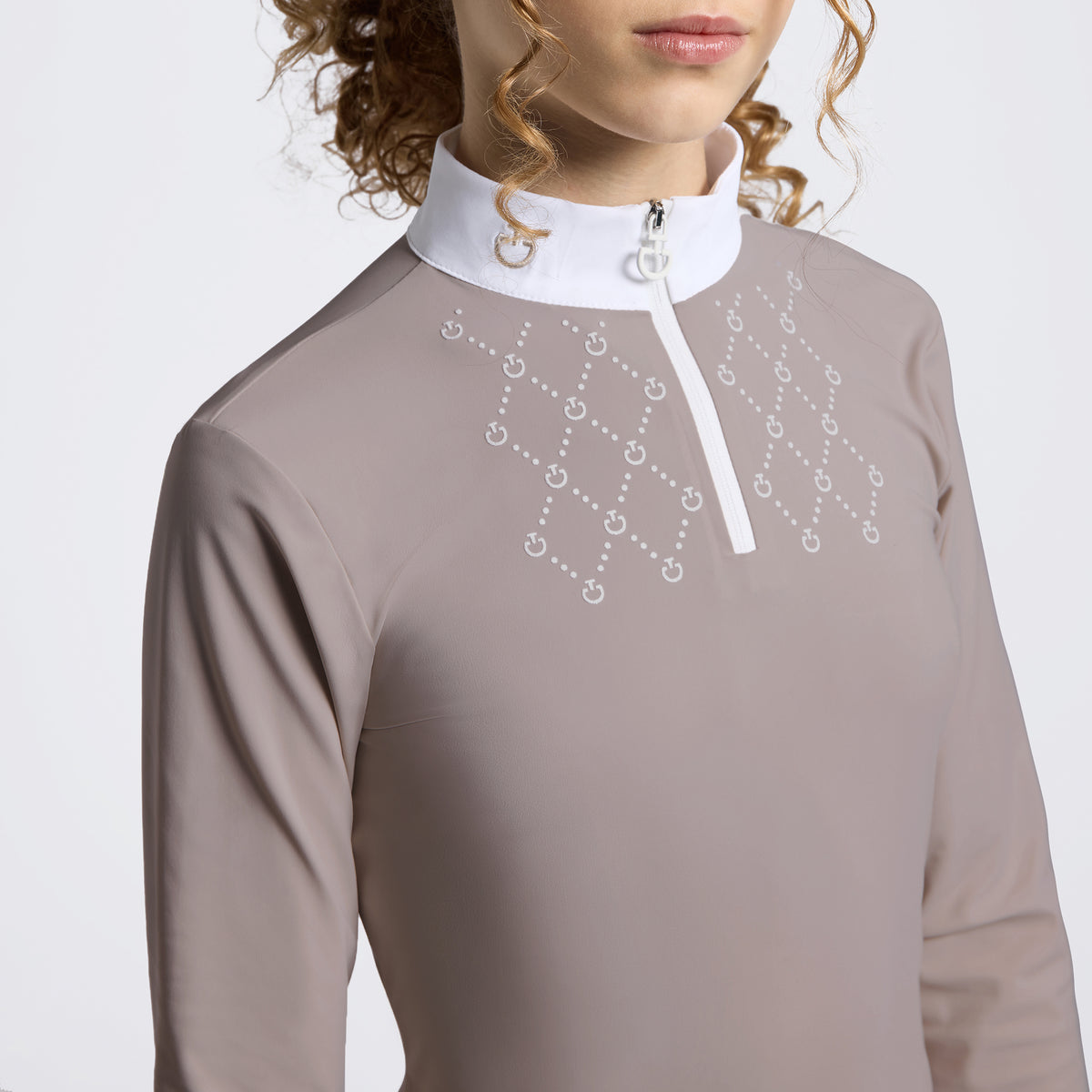 Cavalleria Toscana Girls long sleeve jersey competition sleeve with printed logo bib